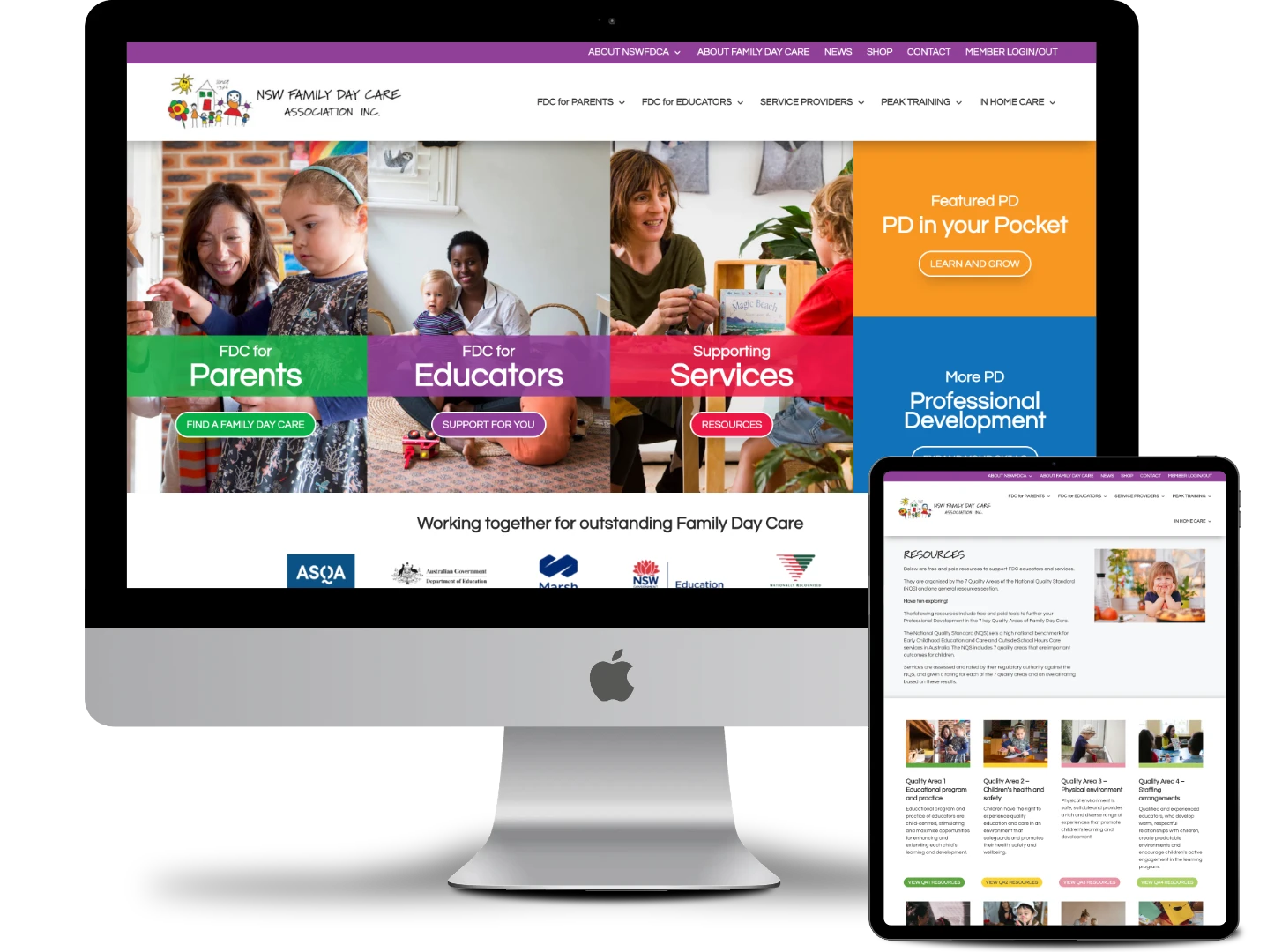 NSWFDCA-website NSW Family Day Care Association website mockup